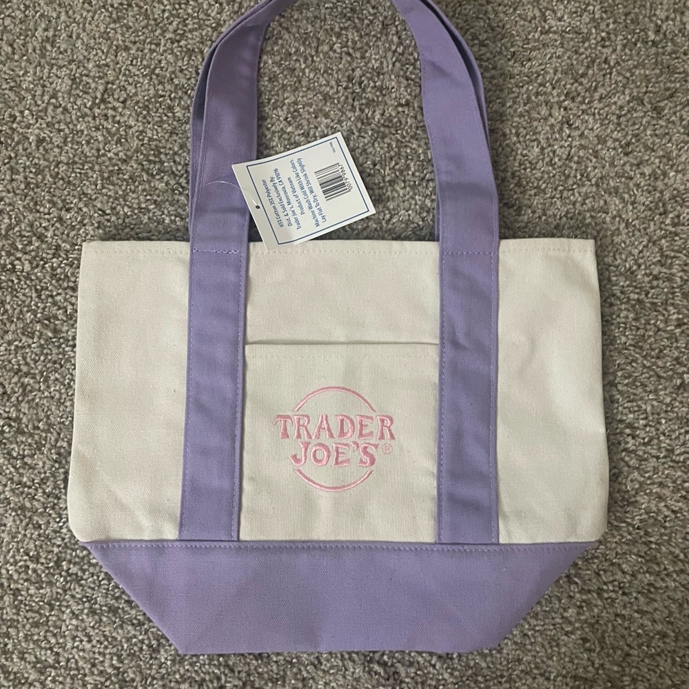 Purple and Cream Tote Bag Trader Joe’s